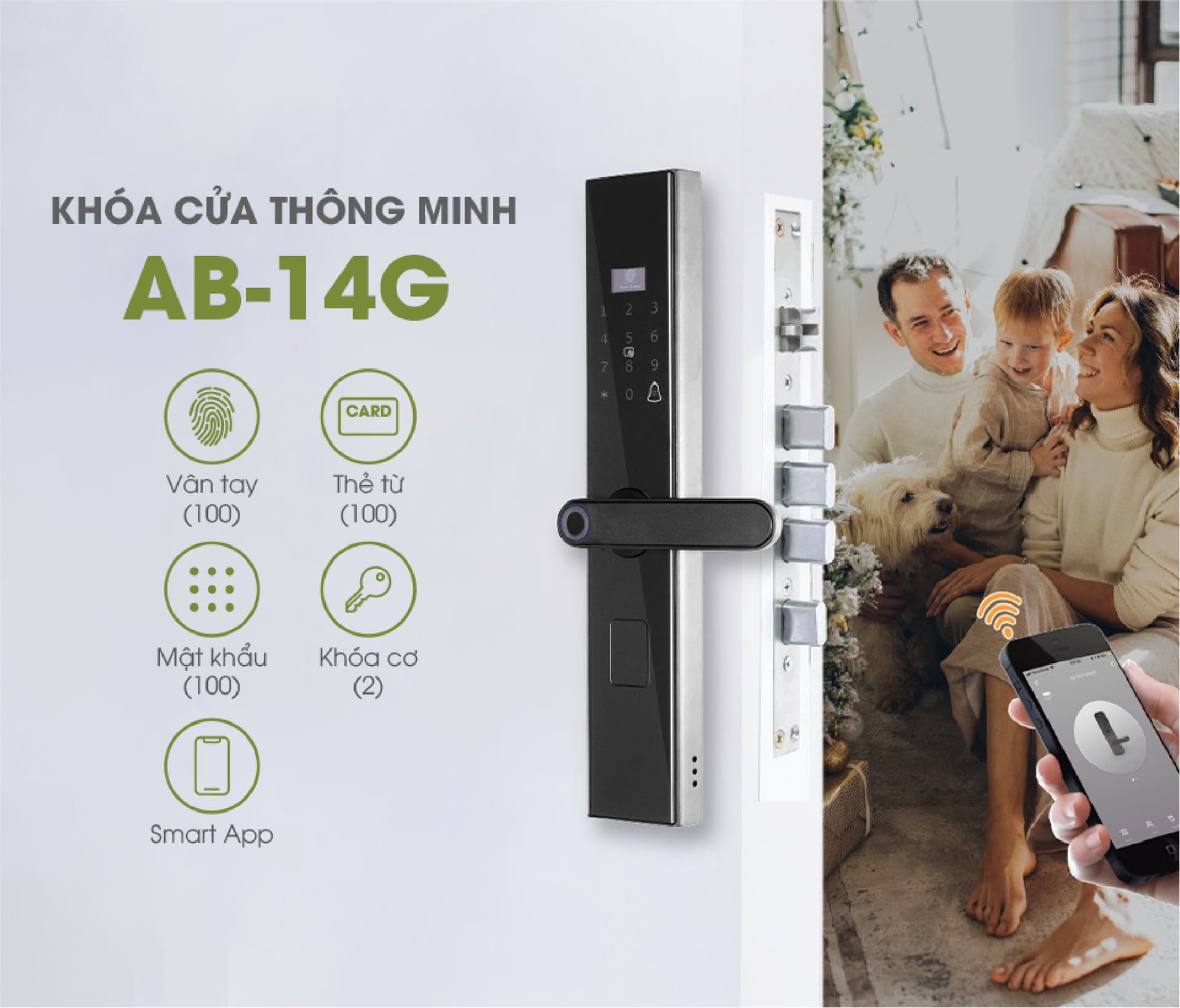 Khoá vân tay điều khiển qua app điện thoại AB-14G HomeDash